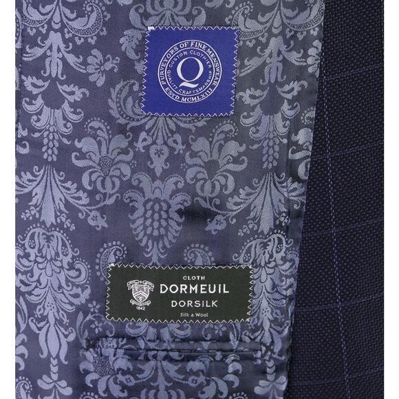 Q Clothiers Bespoke Blue Windowpane Wool Silk by Dormeuil Blazer 44R - Picture 8 of 8